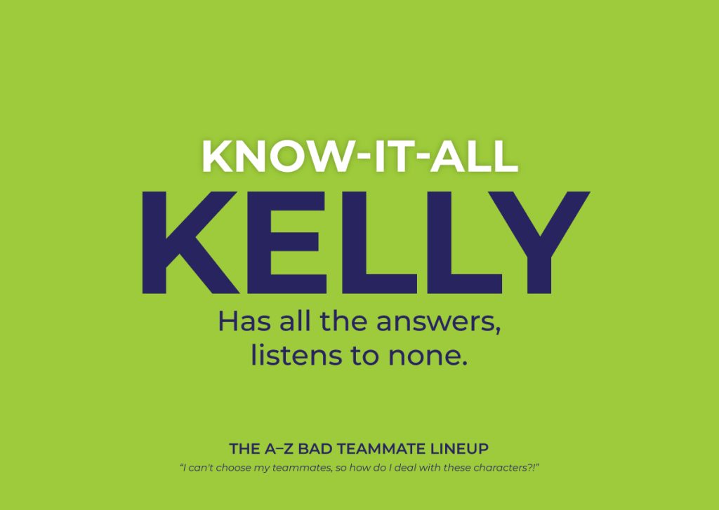 Flaticon-style people from an office setting stand around as over-exaggerated caricatures of dysfunctional team members.